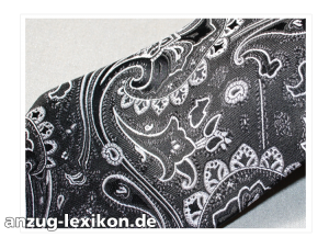Schwarze Krawatte mit silbernem Paisley-Muster
